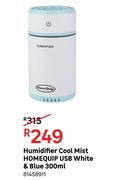 Homequip Humidifier Cool Mist USB White & Blue 300ml 81458911
