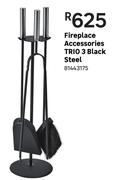 Trio 3 Black Steel Fireplace Accessories 81443175
