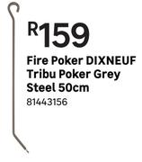 Dixneuf Fire Poker Tribu Poker Grey Steel 50cm 81443156