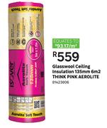 Aerolite Think Pink Glasswool Ceiling Insulation 135mm 6Sqm 81423806