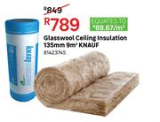 Knauf Glasswool Ceiling Insulation 135mm 9Sqm 81423745