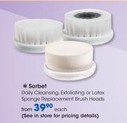 Sorbet Daily Cleansing, Exfoliating Or Latex Sponge Replacement Brush Heads-Each