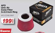 AFO Unic Air Cone Filter 3 + 3.5 Inch Ring AFO.CONEUNIVF-Each