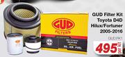 Gud Filter Kit Toyota D4D Hilux/Fortuner 2005-2016 GUD.FK1-Per Kit