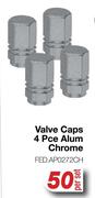 Valve Caps 4 Pce Alum Chrome FED.AP0272CH-Per Set