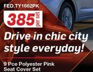 9Pce Polyester Pink Seat Cover Set FED.TY1662PK-Per Set