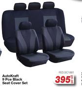Auto Kraft 9Pce Black Seat Cover Set FED.SC1881-Per Set