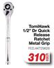 TomiHawk 1/2" Dr Quick Release Ratchet (Metal Grip) FED.AKT29826