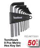 TomiHawk 9 Pce Metric Hex Key Set FED.AKT73001-Per Set