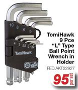 TomiHawk 9 Pce "L" Type Wall Point Wrench In Holder FED.AKT2292-Per Set