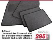 4 Piece Universal 4x4 Charcoal Mat Set CAR.VFM4X4-Per Set