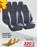 Auto Kraft 9 Pce Seat Cover Set (Black/Grey) FED.SC1842BG-Per Set
