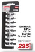 TomiHawk 8 Pce 1/2" Dr Star Bit Socket Set (FED.AKT33222)-Per Set