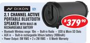 Dixon 2.1 Channel Active Portable Bluetooth Speaker With Built-In Rechargeable Battery S21