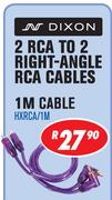 Dixon 2 RCA To 2 Right Angle RCA 1M Cable HXRCA/1M