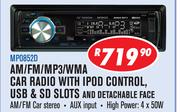 Dixon AM/FM/MP3/WMA Car Radio With Ipod Control USB And SD Slots And Detachable Face MP0852D