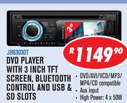 Jebson DVD Player With 3" TFT Screen,Bluetooth Control And USB And SD Slots JB6303DT