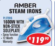 Amber 1600W With Non-Stick Soleplate Steam Iron PL172B16