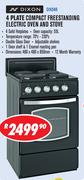 Dixon 4 Plate Compact Freestanding Electric Oven And Stove DIX54B