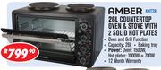 Amber 26Ltr Countertop Oven & Stove With 2 Solid Hot Plates KHT28