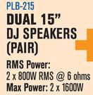 DXN Pro Dual 15" DJ Speaker(Pair) PLB215