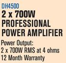 DXN Pro 2 x 700W Professional Power Amplifier DH4500