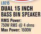 DXN Pro Dual 15" Bass Bin Speaker LB215