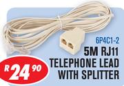 5M RJ11 Telephone Lead With Splitter 6P4C1-2