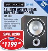Dixon 12" Active Home Theatre Subwoofer 60W RMS SW1260