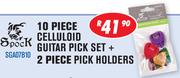 Spock 10 Piece Celluloid Guitar Pick Set+ 2 Piece Pick Holders SGA07B10