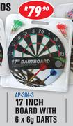 Dartboard 17" Board With 6x6g Darts AP-304-3