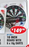 Dartboard 18" Board With 6x18g Darts AP-304-1