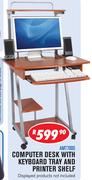 Computer Desk With Keyboard Tray And Printer Shelf AMT700S