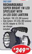 Dixon Rechargeable Super Bright 1W LED Spotlight With 24 LED Side Lantern DN2135RF