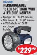 Dixon Rechargeable 15 LED Spotlight With 4 LED Side Lantern DN2129RH