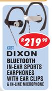 Dixon Bluetooth In Ear Sports Earphones With Ear Clips & In Line Microphone