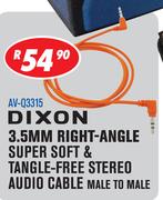 Dixon 3.5MM Right Angle Super Soft & Tangle Free Stereo Audio Cable Male To Male