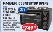 Amber Countertop 21Ltr Oven & Stove With 2 Solid Hot Plates KHT23