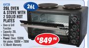 Amber 26Ltr Oven & Stove With 2 Solid Hot Plates