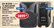 Dixon 15 Inch Active DJ/PA Speaker Single With Top Handle & Wheels 