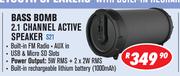 Dixon Bass Bomb 2.1 Channel Active Speaker With Built In Rechargeable Battery 