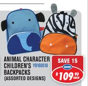 Animal Character Children's Backpacks Assorted Design YB160510-Each