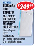 Dixon 8000Mah True Capacity Dual Output For Charging Smartphone & Tablet Simultaneously Compact Powe