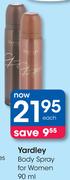 Yardley Body Spray For Women-90ml Each