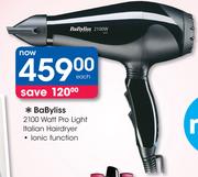 BaByliss 2100 Watt Pro Light Italian Hairdryer