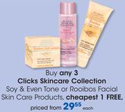 Clicks SkinCare Collection Soy&Even Tone Or Rooibos Facial Skin Care Products-Each