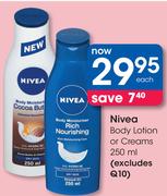 Nivea Body Lotion Or Creams Excludes Q10-250ml Each