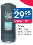 Dove Men + Care Body And Face Wash-400ml Each