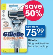 Gillette Skinguard Sensitive Razor 1-Up Or 2 Up-Each