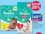 Pampers New Baby Dry 76 Disposable Nappies Newborn Value Pack Or Active Baby Pants Value Pack-Per PK